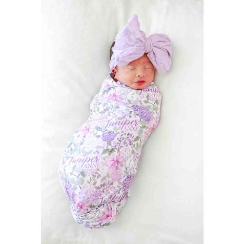 Personalized Swaddle Blanket | Lavender Lullaby