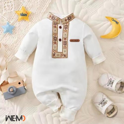 Baby suit & Eid Wear, First Ramadan Gift, Baby Gift, Ramadan onesie Romper,  Muslim Baby Outfit,  Custom Name Tag for Baby Shower,
