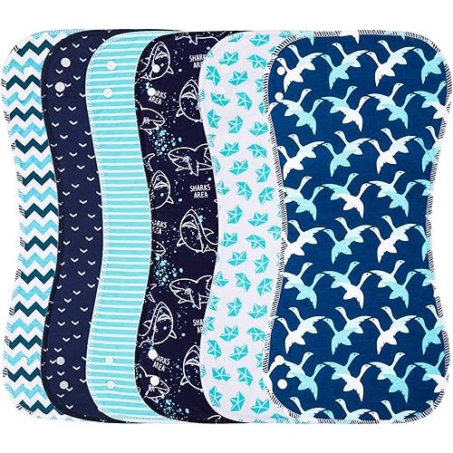 Baby Burp Cloths & Baby Bibs 2-in-1 Design Large Size 3 Layers Thicken 100% Cotton Super Absorbent and Soft Baby Spit Up Burping Rags Baby Burp Cloth Set for Boys 6 Pack