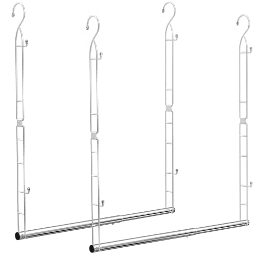 Supforce Hanging Closet Rod Stainless Steel, 2 Pack Adjustable Height & Width Closet Rod Extender, Space-Saving Closet Hanging Storage Organizer,Load up to 88LB