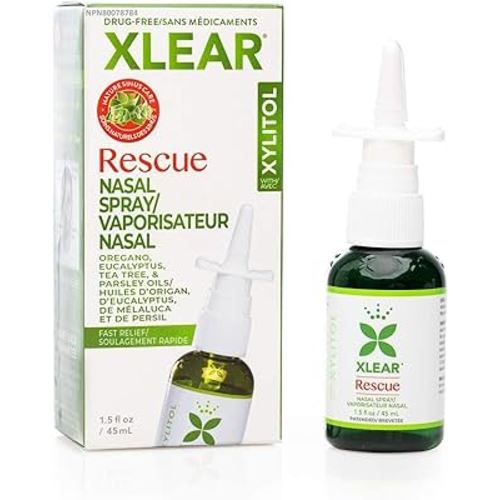 Xlear Rescue Natural Nasal Spray with Xylitol, Oregano and Tea Tree, 1.5 fl oz (Pack of 1)