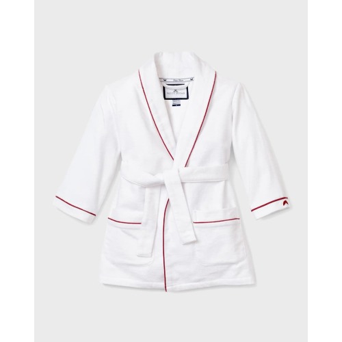 Kid's Solid Flannel Robe w/ Contrast Piping, Size 6M-14