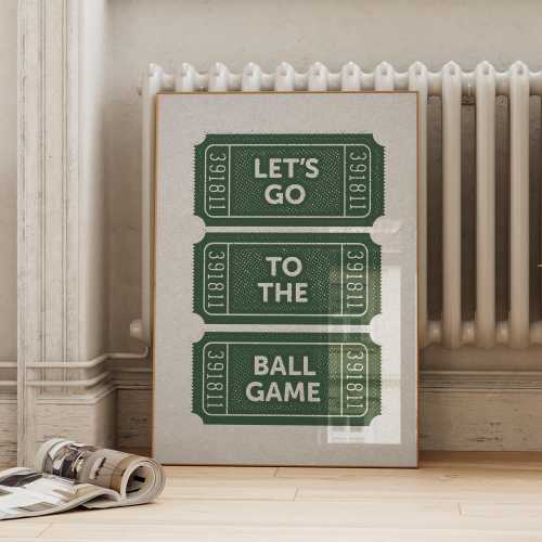 Vintage Ball Game Green Athletic Poster | Retro Baseball Print | Sports Nursery Kids Ticket Wall Art | ArtSaltPlace Digital Download