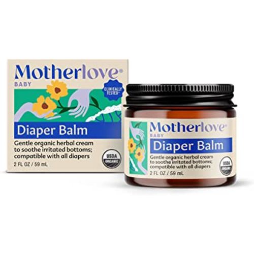 Motherlove Diaper Balm (2 oz) Organic Herbal Diaper Rash Cream—Cloth Diaper Safe, Zinc Oxide- & Petroleum-Free