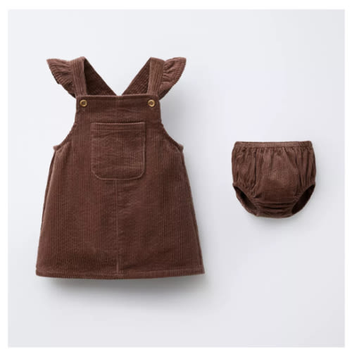 CORDUROY PINAFORE DRESS AND BLOOMERS - Dark pink | ZARA United States