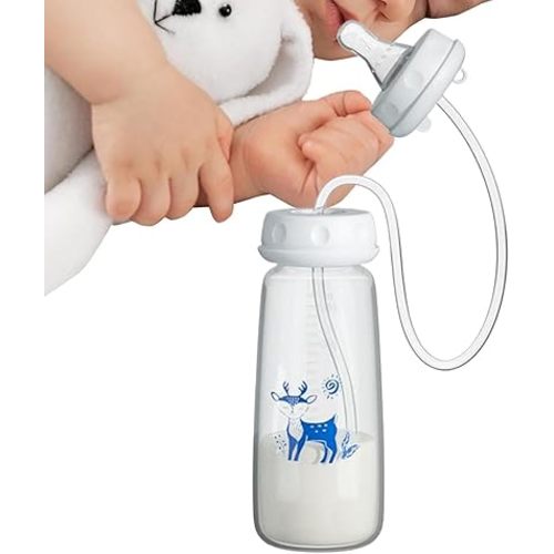 3-in 1 Hands Free Anti-Colic Babys Bottle - 240ml Adjustable Fast Flow Milk Bottle with Leakproof Silicone Sleeve, Hands Free Anti-Colic FeedingBottle, 3-in 1 Leakproof Wide Neck BottlesFor Newborns