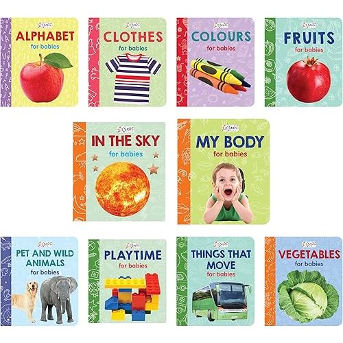 Pegasus My First Library Box-Set Of 10 Preschool Board Books (Alphabet, Fruits & Vegetables, Numbers, Animals & Birds, Colours, First Words, Etc) (My First Preschool Board Books) Board book – January 1, 2019