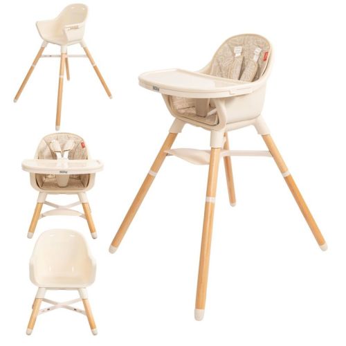 Nuby 4-in-1 Baby Standard High Chair Seat with Removable Tray - Beige Prints