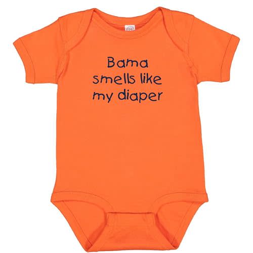 Auburn Fan BamaSmells Like My Diaper Baby Bodysuit Outfit
