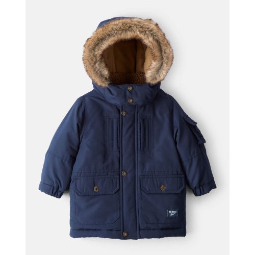 Baby Boy Hooded Heavyweight Winter Jacket - Navy - OshKosh | Carter's