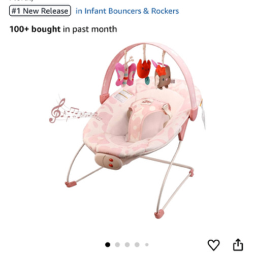 Baby Bouncer – Baby Bouncer seat, Infants Bouncy Seat with Music & Sensory Toys, Machine Washable Seat Pad Indoor Infant Seat, Ideal for Newborns 0-6 Months, 20lbs (Pink Floral)