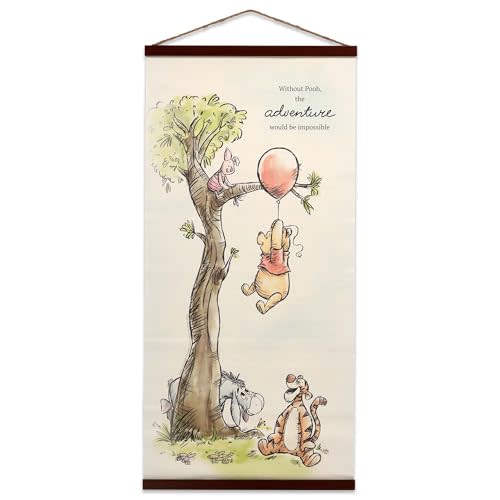 Open Road Brands Disney Winnie the Pooh Adventure Hanging Canvas Banner - Fun Pooh and Friends Wall Decor for Home