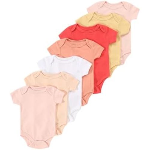 7-Pack Newborn Infant Baby Bodysuits,Assorted Colors,Comfortable Snap Closure,Unisex Triangular One-Piece Outfits