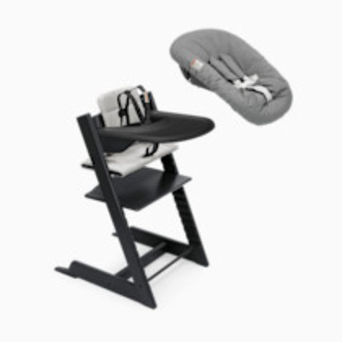 Stokke Tripp Trapp High Chair Complete² + Newborn Set - Black/Anthracite Cushion/Black Tray/Newborn Grey