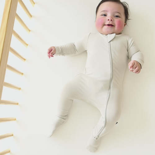 Zippered Footie in Oat | Baby Footie Pajamas | Kyte Baby