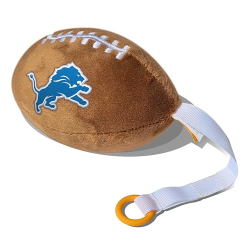 Detroit Lions Plush Football Pacifier Holder by Smilo - Officially Licensed NFL Soother Holder - Soft Plush Toy and Dummy Holder - Fits Any Pacifier - Stroller Accessory & Newborn Essential