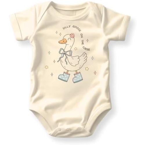 Silly Goose on the loose Funny Baby Bodysuit, Toddler & Kids T-Shirt, Cute Goose Outfit for Children