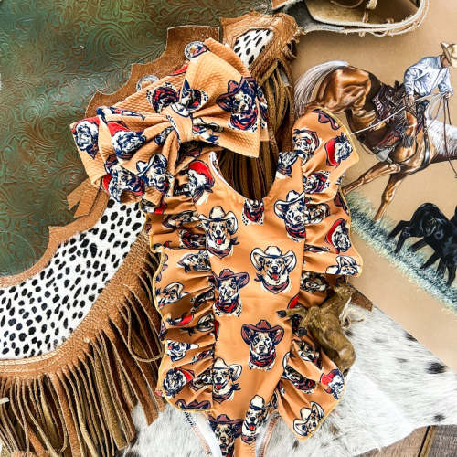 Cow Dogs Ruffle Swimsuit – theFRINGEDpineapple