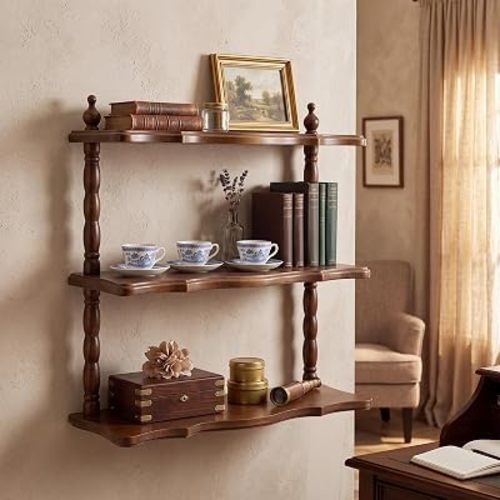 SiliFine 3 Tier Wood Vintage Floating Shelf 15.7'', Wall Mounted