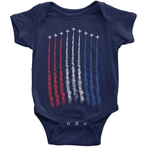 Threadrock Baby Red White Blue Air Force Flyover Infant Bodysuit