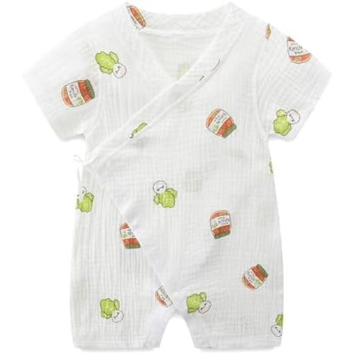 Baby Kimono Romper, Traditional Korean Print, 100% Cotton