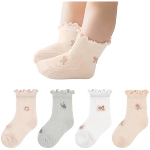 American Trends Baby Girls Socks Infant Ruffle Sock Toddler Dress Socks for Girls Summer Frilly Socks Kids Crew Socks