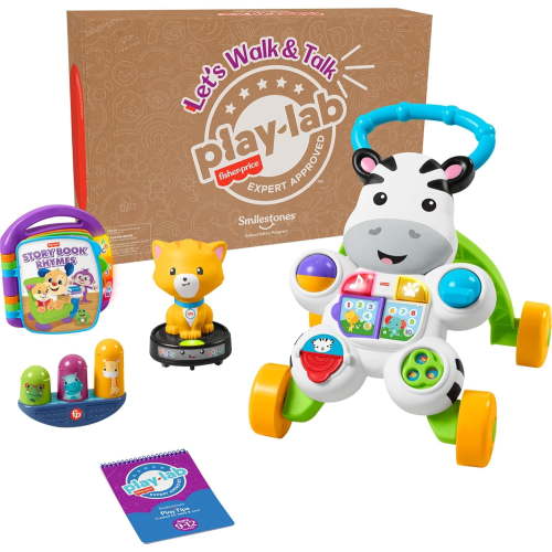 Fisher-Price Baby & Toddler Play Kit Let’s Walk & Talk Gift Set, Developmental Toys & Activity Guide for Infants Ages 9+ Months