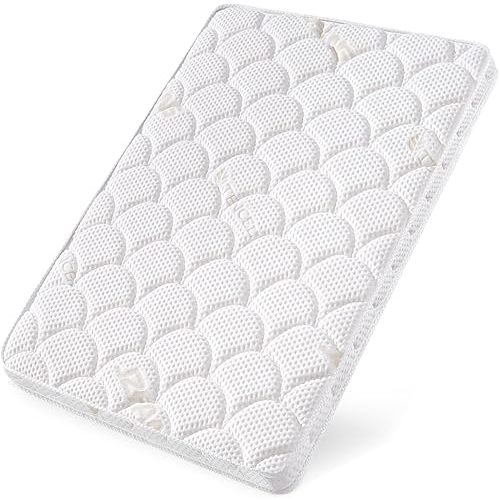 Vibe Bear Premium Pack and Play Mattress Topper 38" x 26" - Breathable, Soft, Medium Firmness Playpen Mattress Topper - Fits Pack N Play Playpens - White