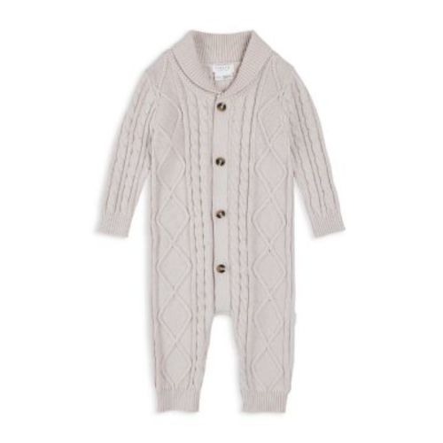 Boys Beige Sweater Knit Playsuit - Baby