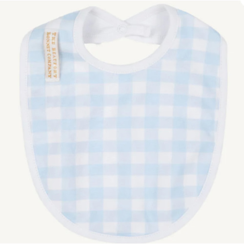 Burp Me Bib - Buckhead Blue Gingham with Worth Avenue White