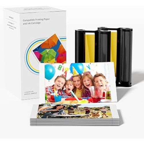 Replacement for Liene Amber M100/M200/M110 4x6 Photo Paper & Ink Cartridges