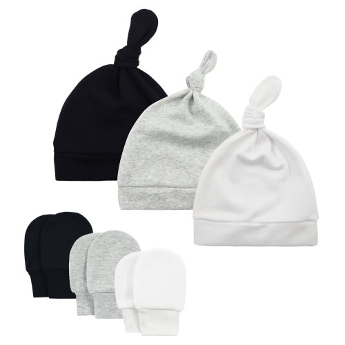 American Trends Baby Hats 0-6 Months Toddler Hat and Mittens for Newborn Baby Girls Baby Beanie Cotton Cap Black; Grey; White 0-6 Months