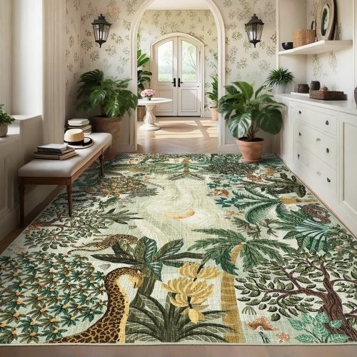Garvee Midnight Jungle Animal Area Rug