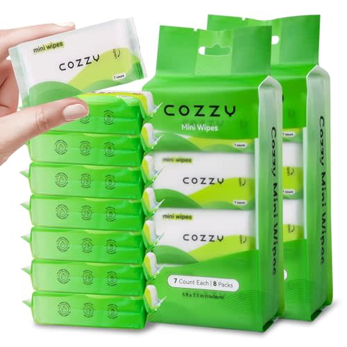 COZZY Ultra-Compact Mini Travel Wipes - Gentle & Skin-Friendly, Unscented, Alcohol-Free, Paraben-Free - Ideal for Adults, Kids & Babies - 16 Packs (112 Total Wipes)