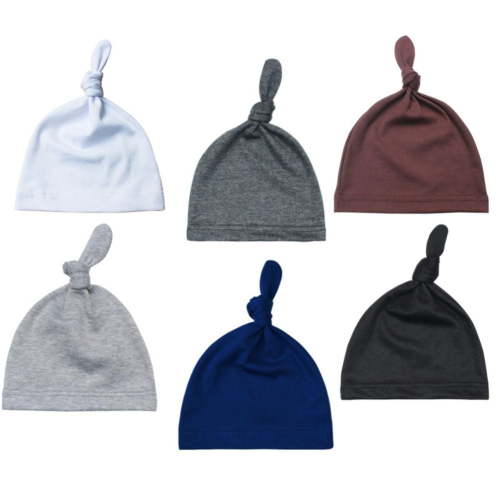 6 Pack Newborn Baby Hospital Hat for Boy Girl Knot Beanie Hats 0-6 Months Infant Baby Soft Warm Cozy Caps