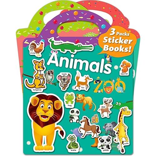Reusable Sticker Book for Toddlers 2-4 Years, Stickers for Kids, Toddler Sticker Book Ages 1-3, Toddler Craft Activities, Toddlers Travel Toys Ages 2+ Boy Girl Birthday Gifts