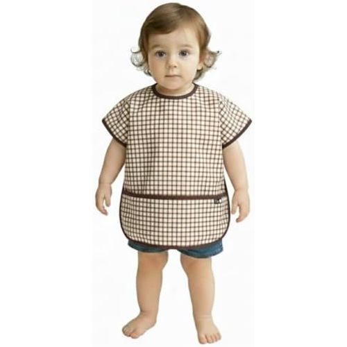 Plie Short Sleeve Waterproof Bib for Toddlers – Easy Clean Feeding Apron for Mealtime, Daycare, Self-Feeding, Lightweight