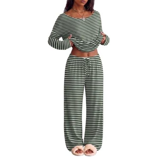 Ekouaer Womens Pajama Sets Lounge Set 2 Piece Long Sleeve PJs
