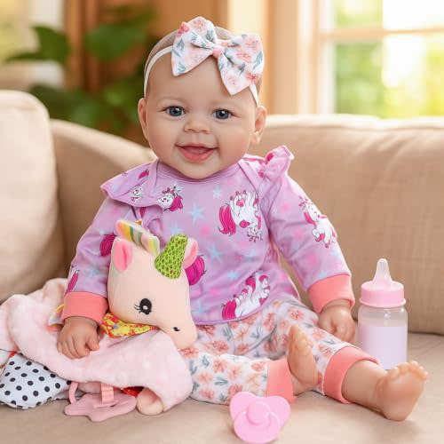 SCOM Baby Doll Girl, 18 inch Realistic Soft Body Baby Doll Real Life Cute Baby with Accessories for 3+ Year Old Gifts