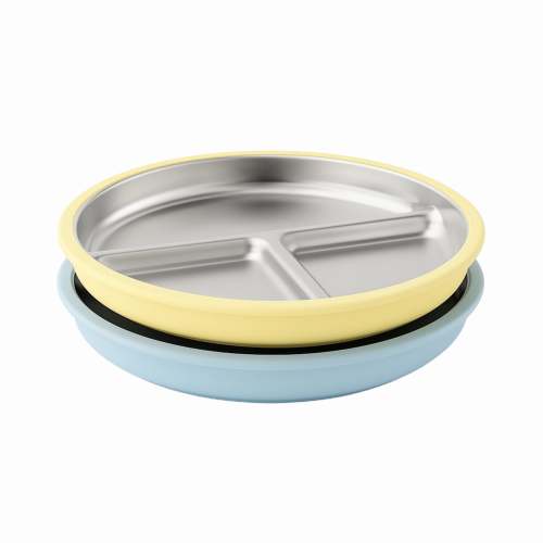 Stainless Steel Plate Set of 2 (Butter Yellow & Baby Blue)