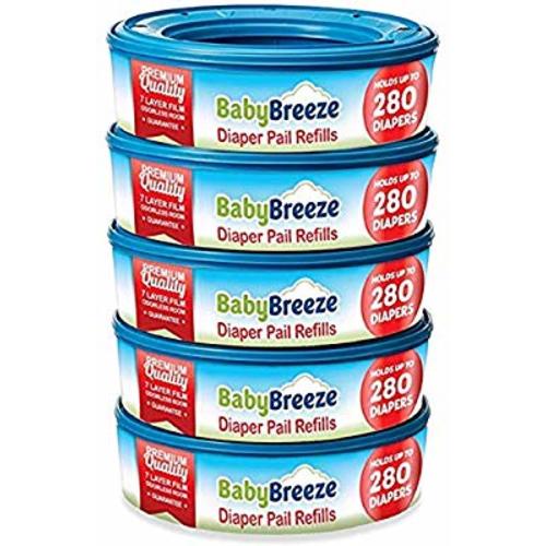 Diaper Pail Refill Bags for Playtex Diaper Genie - 1400 Count (5-Pack) - By BabyBreeze