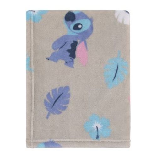 NoJo Disney Stitch Gray, Blue, Aqua, and White Super Soft Plush Baby Blanket