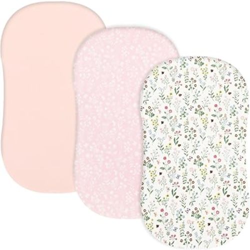 david's kids 3 Pack Bassinet Sheets, Ultra Soft Breathable Comfortable Baby Sheet Set for Boys Girls Neutral, Univeral Fit for Most Cradle and Bassinet Mattress, Garden