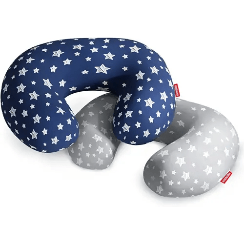 2 Pack Nursing Pillow Cover Grey and Navy for Infant, Snug Fits Boppy Nursing Pillows, Breastfeeding Nursing Pillow Slipcovers Super Soft, for Breastfeeding Moms, Navy & Gray Star