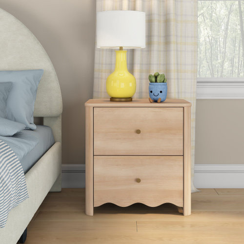 Kelly Clarkson Home Setzer 2 Drawer 24 in. Wide Nightstand with Wave Detail | Wayfair
