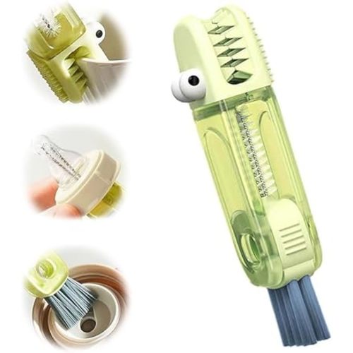3 in 1 Cup Lid Cleaning Brush, 2024 Multifunctional Crevice Portable Cup Lid Cleaning Brush for Bottle Gap Tight Spaces Cup (A-Green)