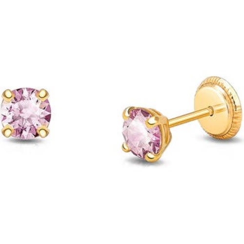 14K Gold 4mm Crystal Birthstone Studs Screw Back Earrings