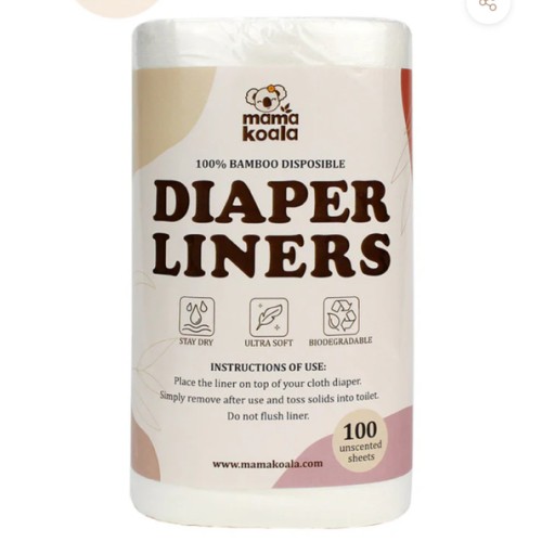 Disposable Bamboo Diaper Liners for Cloth Diapers - 100 Sheets per Roll