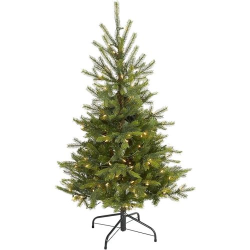 Nearly Natural 4ft. North Carolina Spruce Artificial Christmas Tree with 100 Clear Lights and 207 Bendable Branches