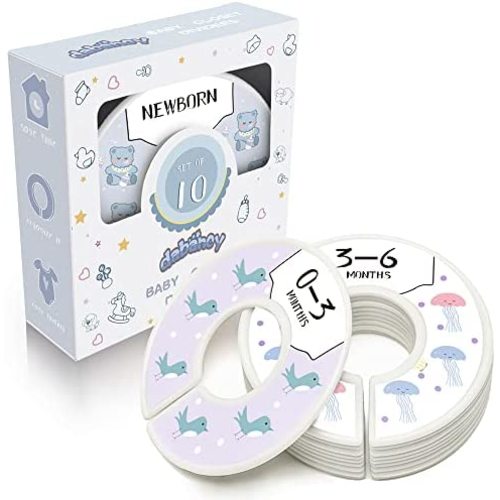 Baby Closet Dividers - Set of 10 from Newborn to Toddler and 2 Blanks with Colored Box - Animal Designs Baby Clothes Dividers - Baby Hanger Dividers for Boy - [Animal]